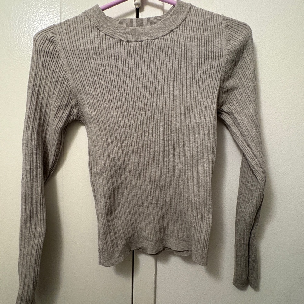 ASOS Ribbed Long Sleeve Sweater - Gray